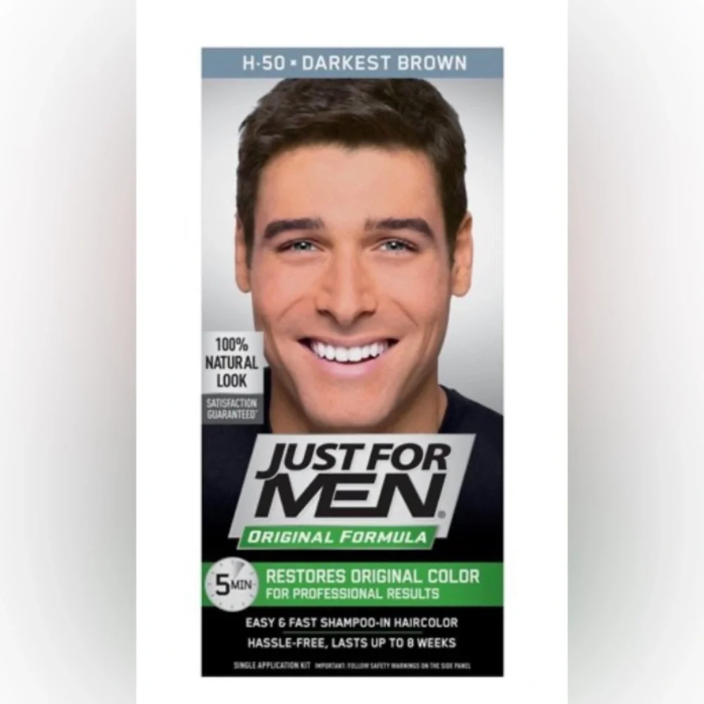 Just for Men Hair Color H-50 Darkest Brown Original Formula 5 Min Shampoo 4931